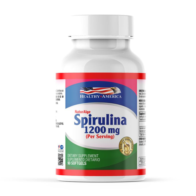 Spirulina 1200mg x 90 Cápsulas Blandas Healthy America