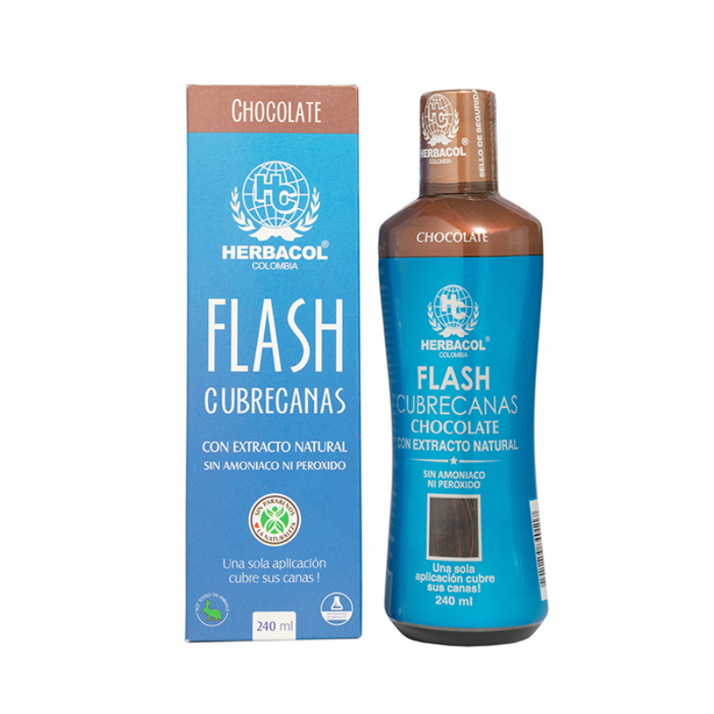 Tónico Capilar Flash Cubrecanas Chocolate 240 ml Herbacol