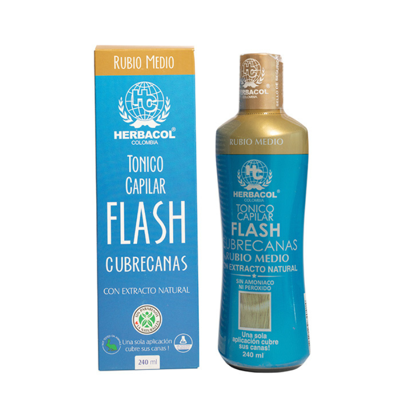 Tónico Capilar Flash Cubrecanas Rubio Medio 240 ml Herbacol