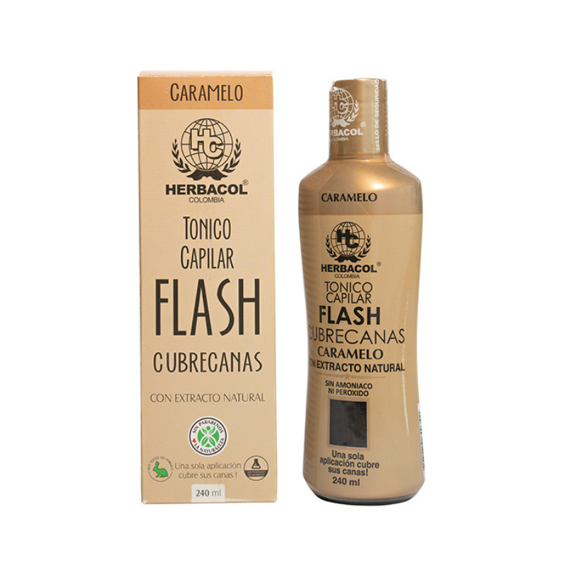 Tónico Capilar Flash Cubrecanas Caramelo 240 ml Herbacol