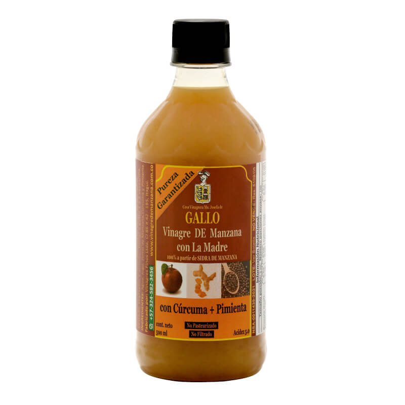 Vinagre de Manzana Con Cúrcuma + Pimienta Gallo 500 ml